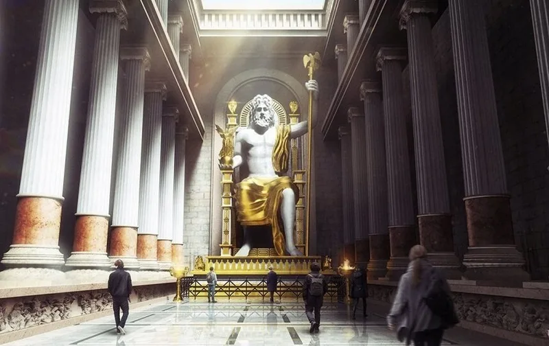 Tượng thần Zeus ở Olympia thể hiện đỉnh cao nghệ thuật điêu khắc Hy Lạp cổ đại.